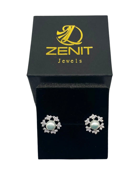 Pendientes de perla de copo de nieve 925