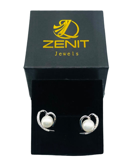 Pendientes de perlas con forma de aro de plata 925