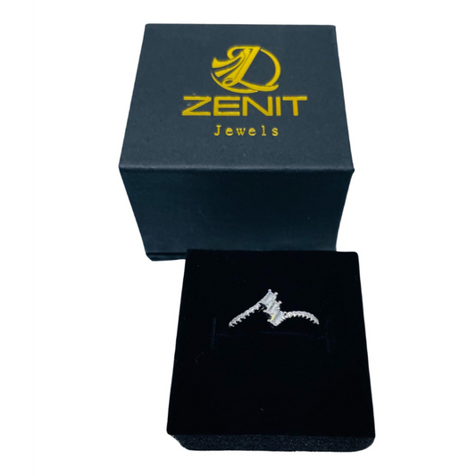 Anillo de plata 925 con forma de cubo y forma de baguette