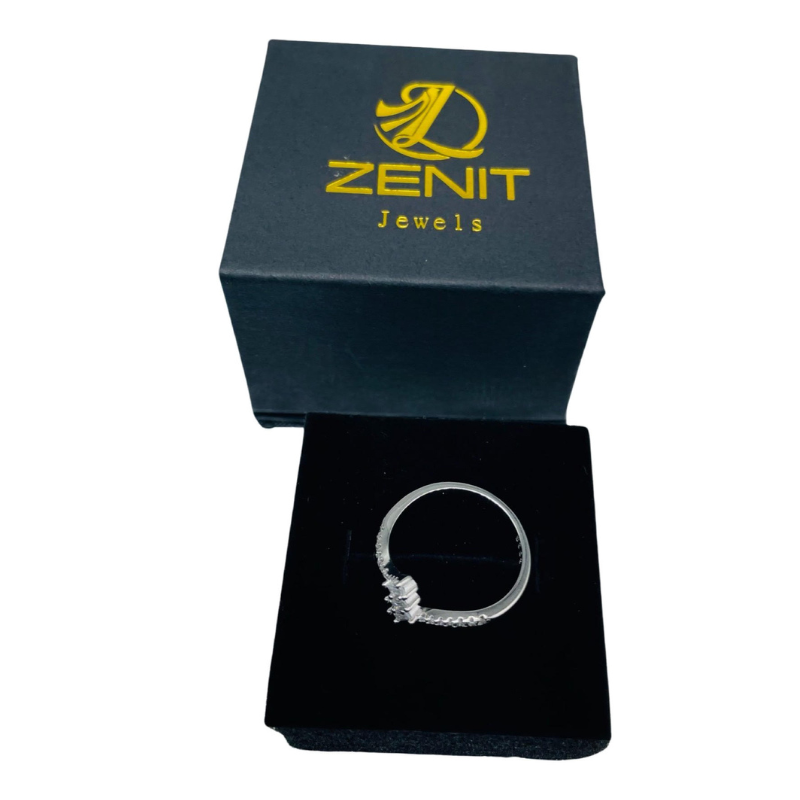 Anillo de plata 925 con forma de cubo y forma de baguette