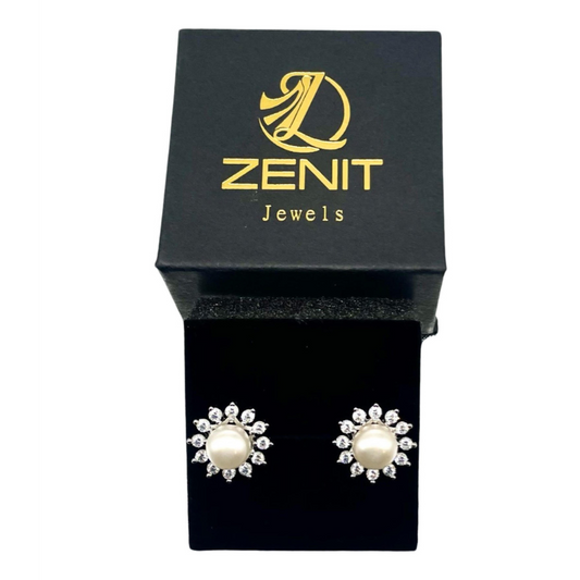 Pendientes de plata 925 con perla y sol 