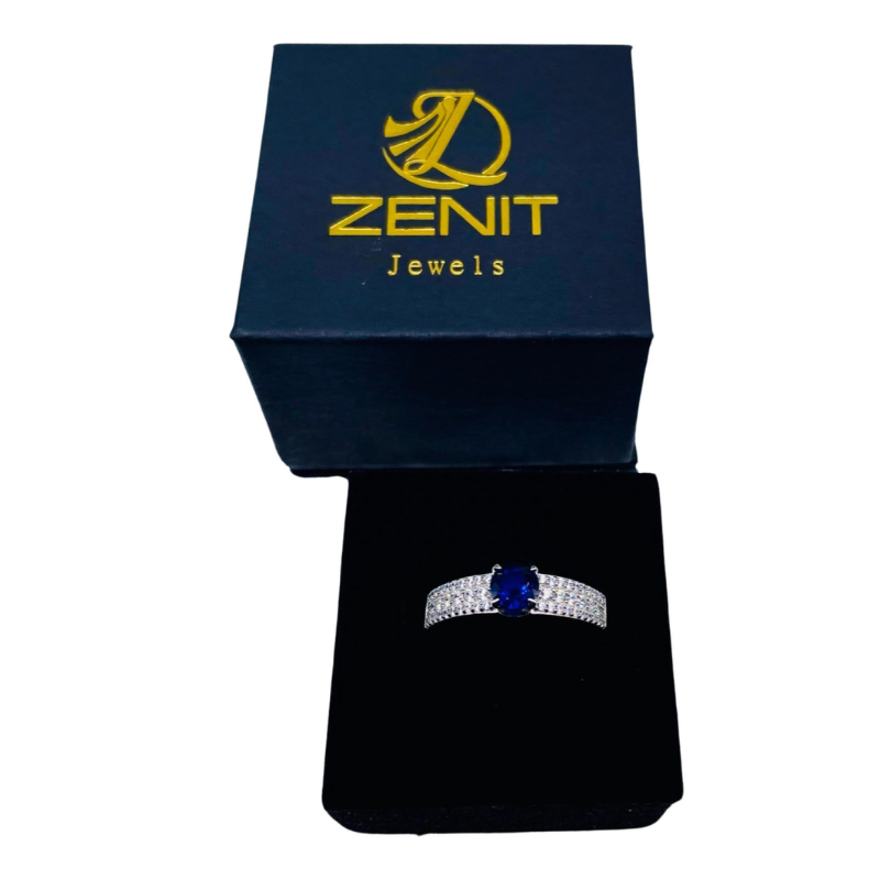 Plata 925 3R Redonda Azul / Blanca
