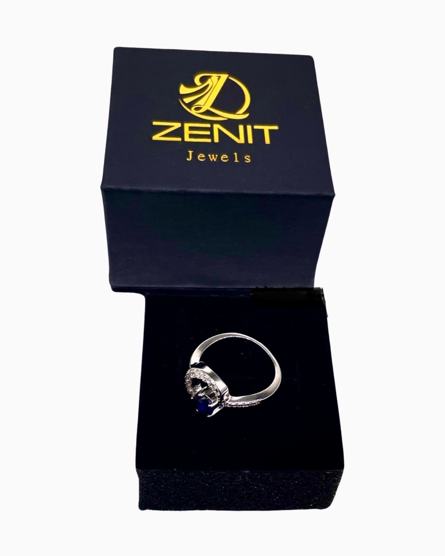 Halo redondo de plata 925 azul/blanco